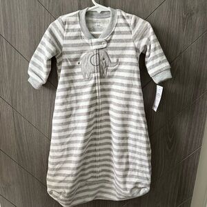 Carter’s Fleece Striped Gray Zip Gown with Elephant Design